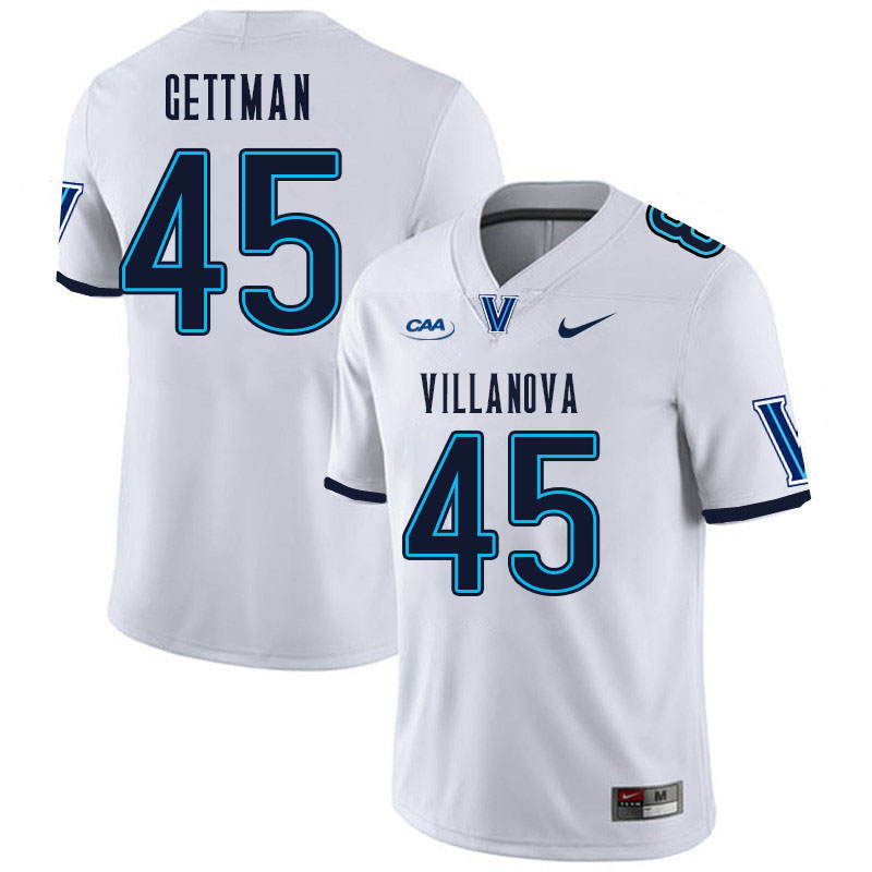 Men #45 Ethan Gettman Villanova Wildcats College Football Jerseys Stitched Sale-White